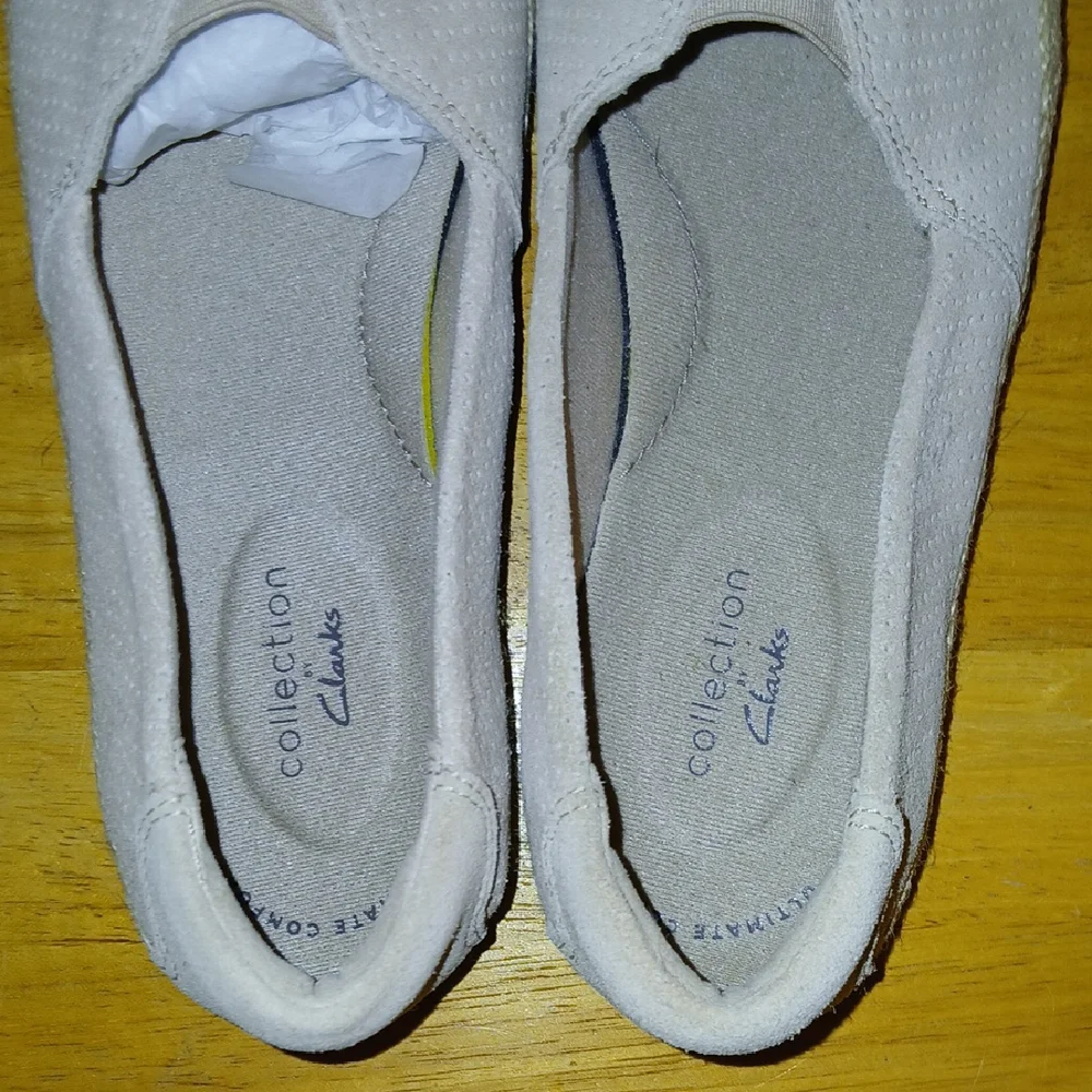 Clarks Cream Espadrilles Sleek Slip-On Shoes